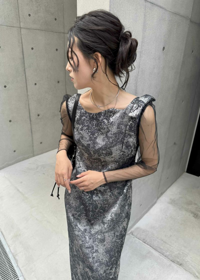 スーツ・フォーマル・ドレス shoulder ribbon jacquard dress Shoulder ribbon jacquard dressのドレス|Dorry Doll / LE'RURE