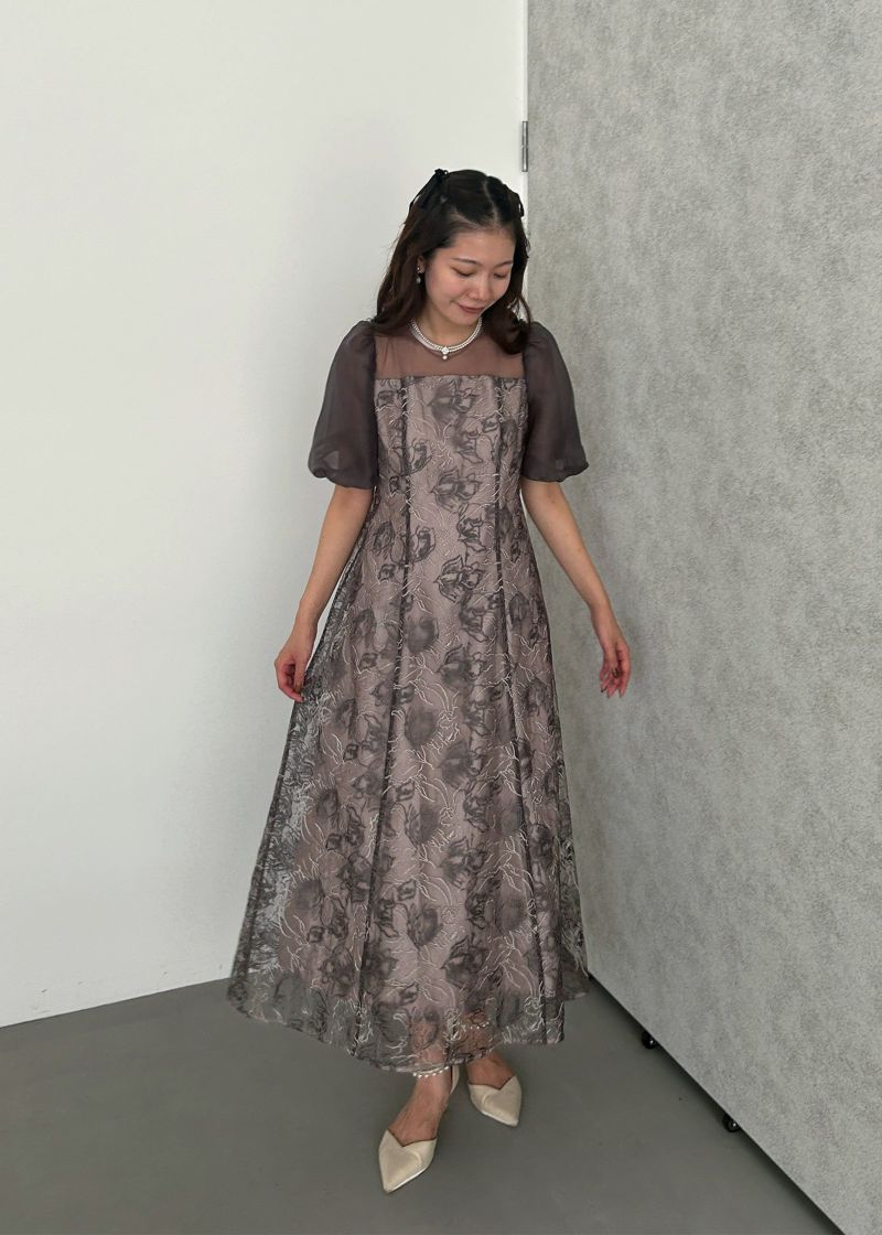 ニュアンスフラワーレースドレス｜DorryDoll