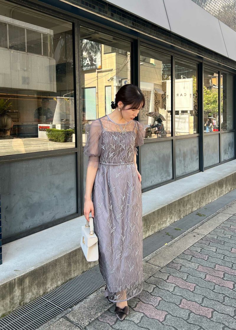 Dorry Doll リーフブラウスセットドレス グレイッシュベージュ リーフブラウスセットドレス|Dorry Doll