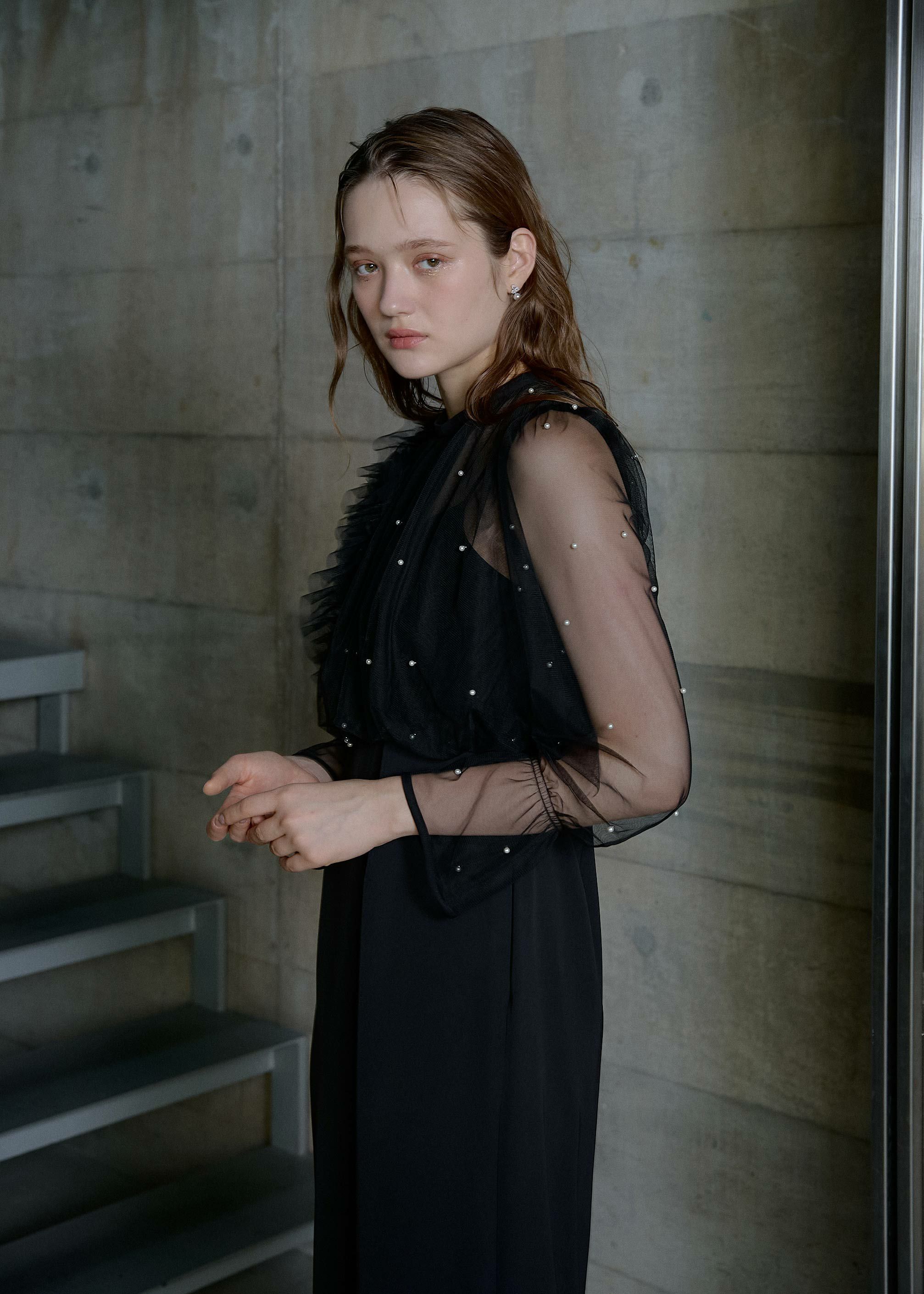 LE’RURE刺繍ドレス Sサイズ　チャコール Pearl blouse set dress のドレス|Dorry Doll / LE'RURE