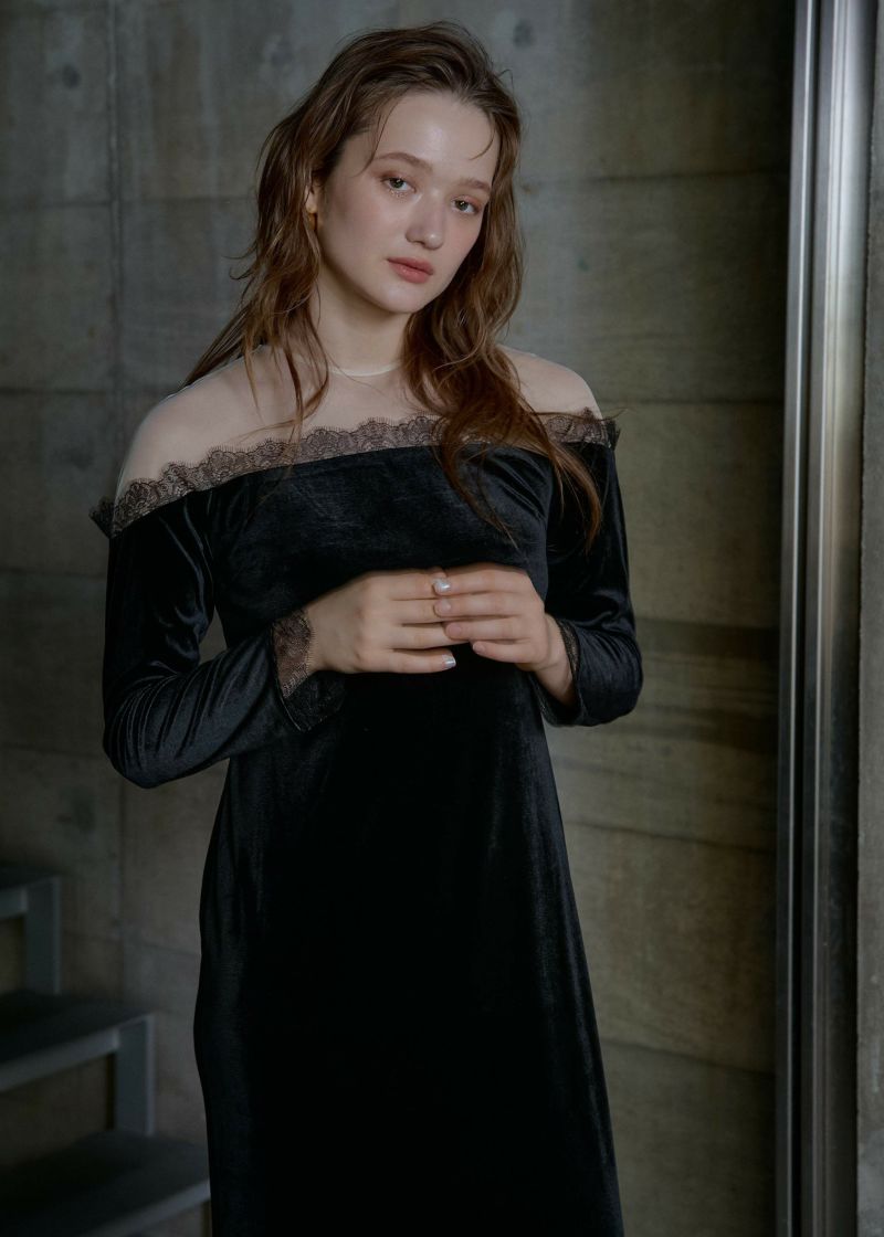 lerure Ladylike velour dress ブラック Ladylike velour dressのドレス|Dorry Doll / LE'RURE