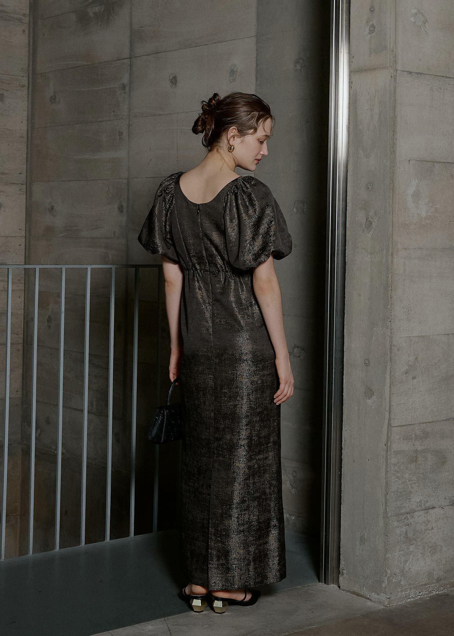 Jacquard puffsleeve dressのドレス|Dorry Doll / LE'RURE